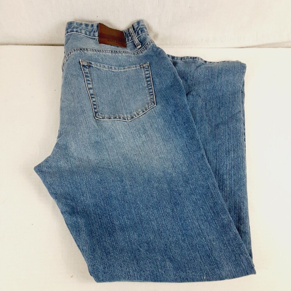 Ruff Hewn Straight 38/32 Blue Jeans Mens Medium Stonewash Denim Jeans New